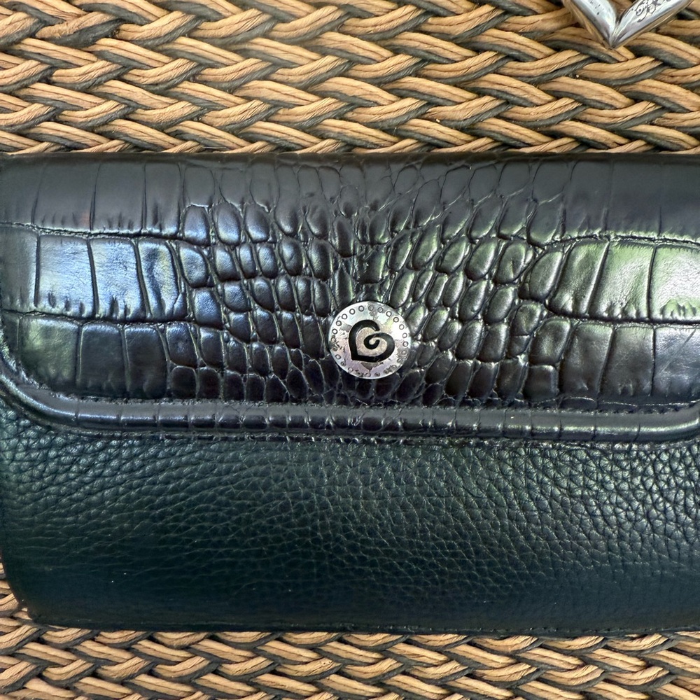 Vintage Brighton Straw & Leather Purse Tote Bag Woven Braided Straps-Tan Black - Picture 3 of 16